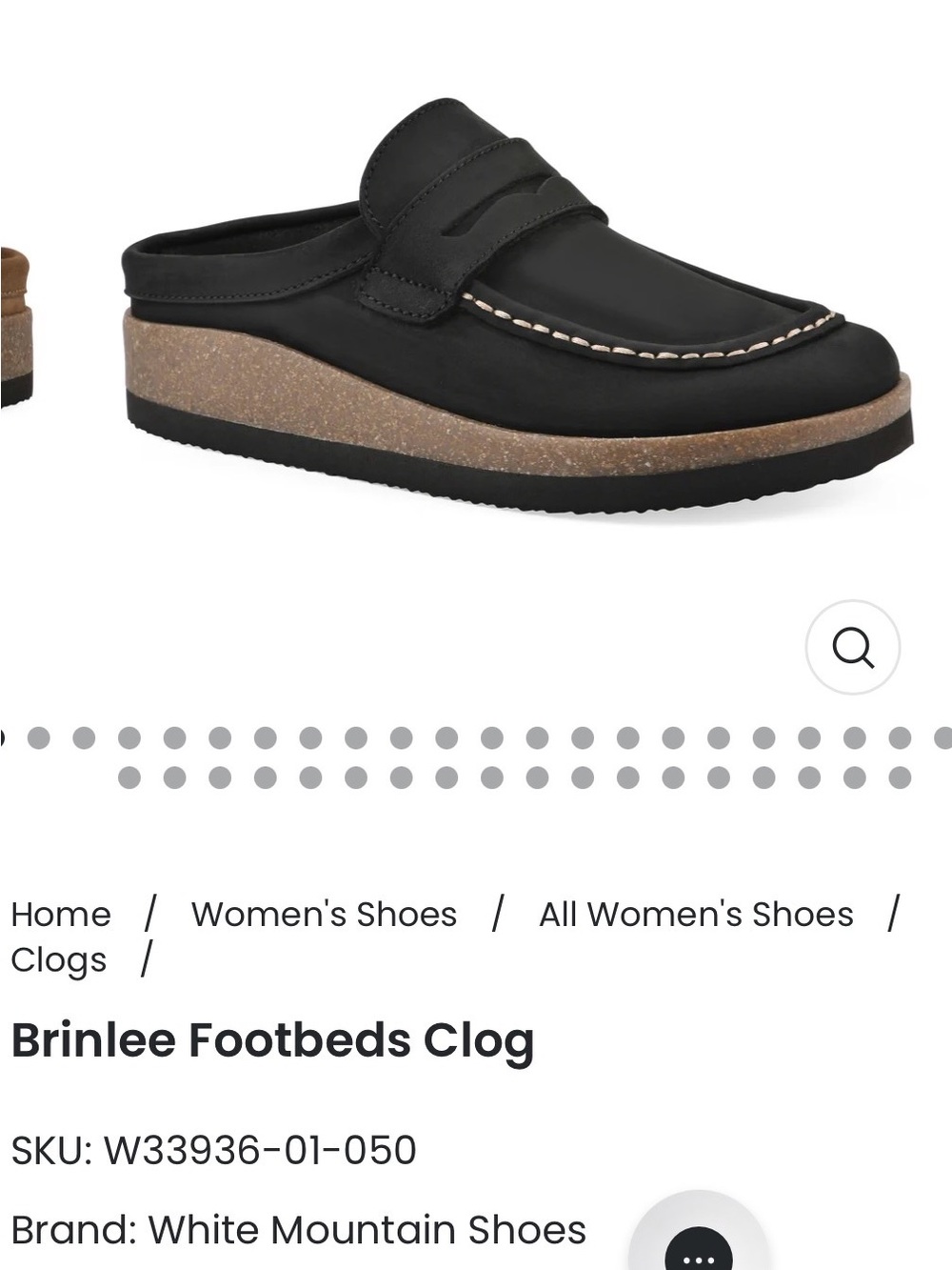 White Mountain Brinlee Clog in Black with Tan Midsole